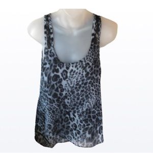 Leopard print black and grey camisole tank top with lace NWT medium shirt